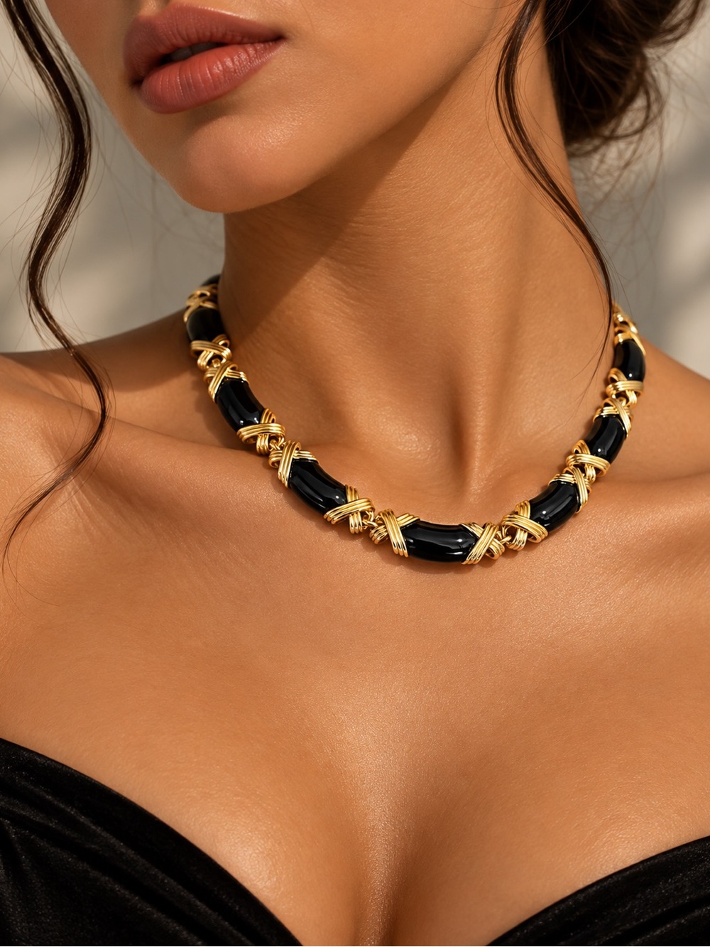 Luxury Gold & Black Statement Necklace